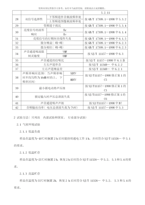 附录二液晶电视产品质量标准样本.docx