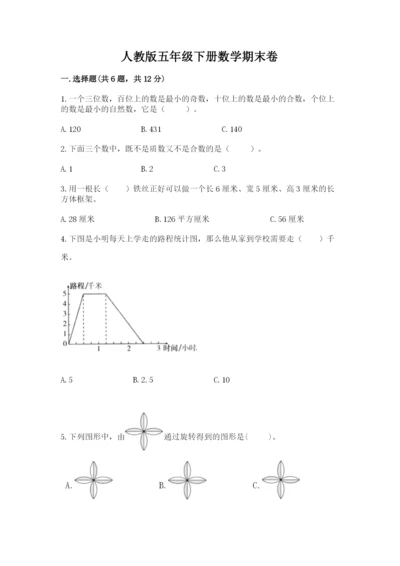 人教版五年级下册数学期末卷往年题考.docx