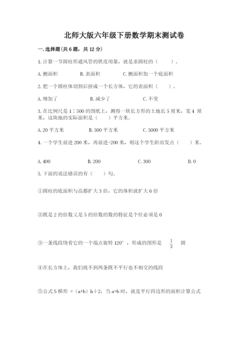 北师大版六年级下册数学期末测试卷及完整答案【全国通用】.docx