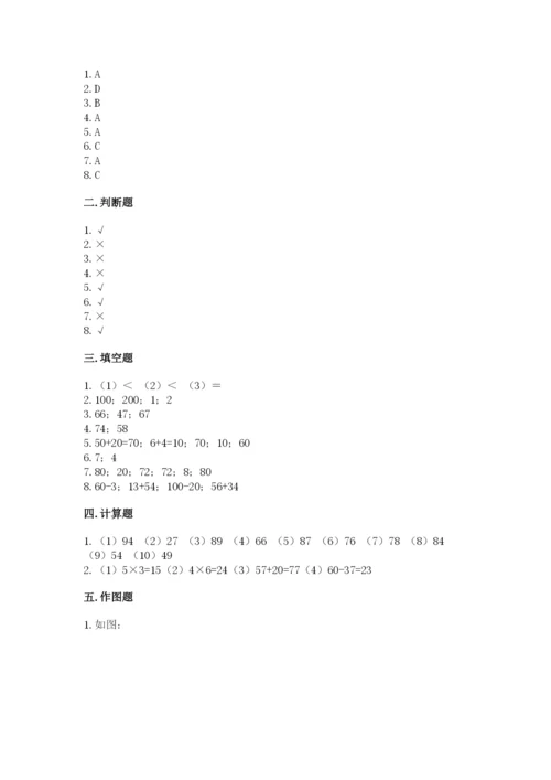 2022人教版二年级上册数学期中测试卷及参考答案（综合卷）.docx