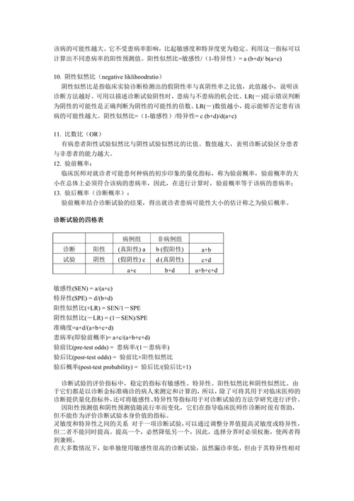 诊断实验评价指标的应用