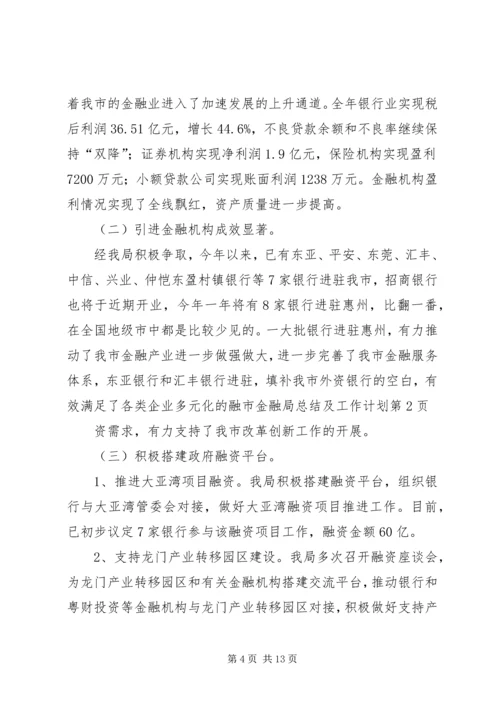 市金融局总结及工作计划.docx