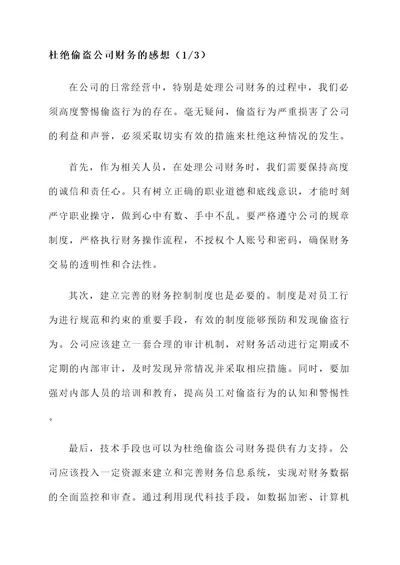 杜绝偷盗公司财务感想