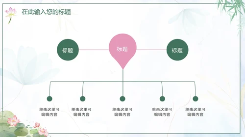 绿色手绘水墨荷塘月色国学传统文化PPT模板
