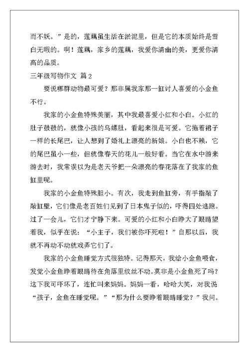 2022年实用的三年级写物作文汇编5篇