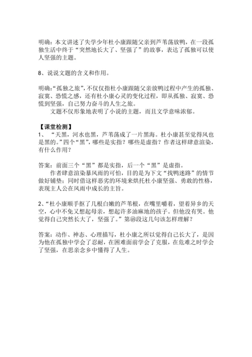 九上语文第17课《孤独之旅》精品实用高效教学设计