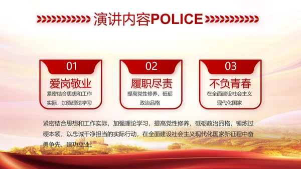 红色大公安民警守纪律讲规矩动态泡腾片模板