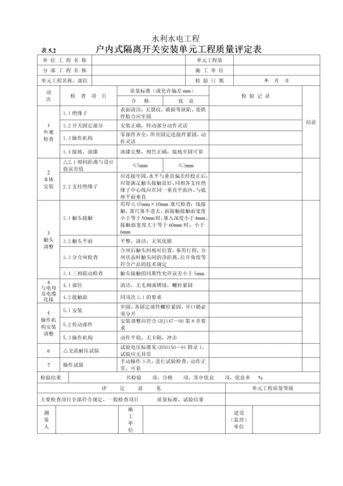 户内式隔离开关安装单元工程质量评定表(5.2).docx