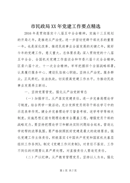 市民政局XX年党建工作要点精选.docx