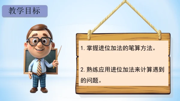 2.100以内的加法和减法（加法-进位加）课件(共21张PPT)二年级上册数学人教版