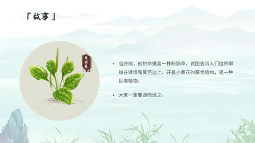 蓝色水墨风古风神农尝百草中药历史人物PPT模板课件神话故事