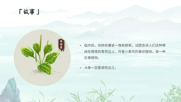 蓝色水墨风古风神农尝百草中药历史人物PPT模板课件神话故事