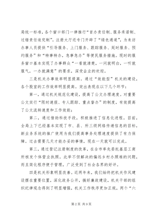 县工商局加强机关建设的阶段性工作汇报 (2).docx