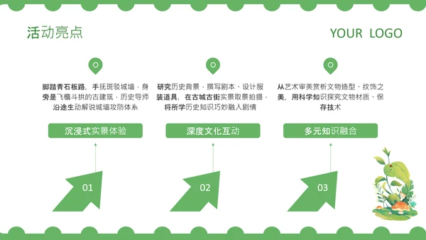 绿色卡通风研学产品介绍PPT