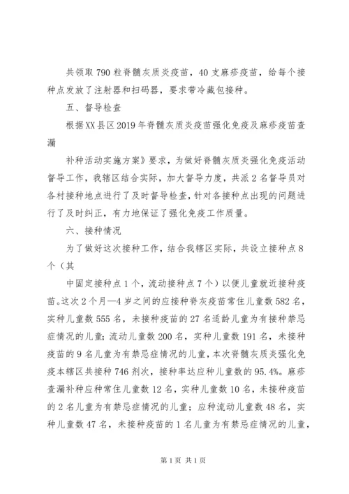 XX年脊灰疫苗强化免疫及麻疹疫苗查漏补种工作总结.docx