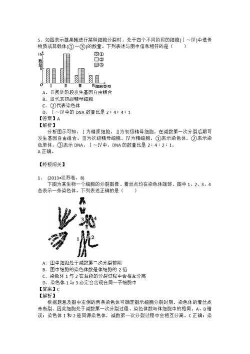 专题20 减数分裂和受精过程