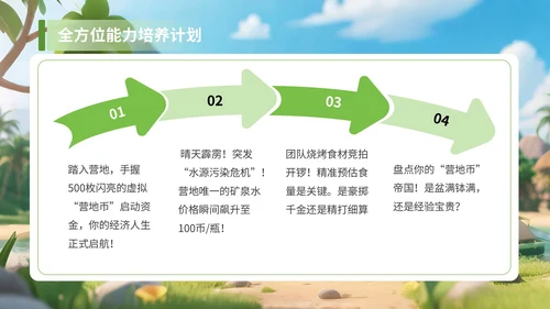 绿色3D风享受野趣感受阳光夏季旅游计划PPT