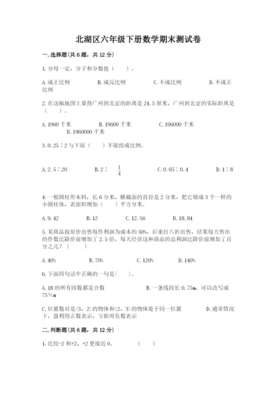 北湖区六年级下册数学期末测试卷带答案.docx