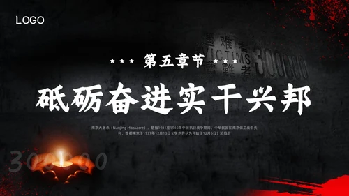 深色简约南京大屠杀PPT模板宣传PPT动态PPT国家公祭日