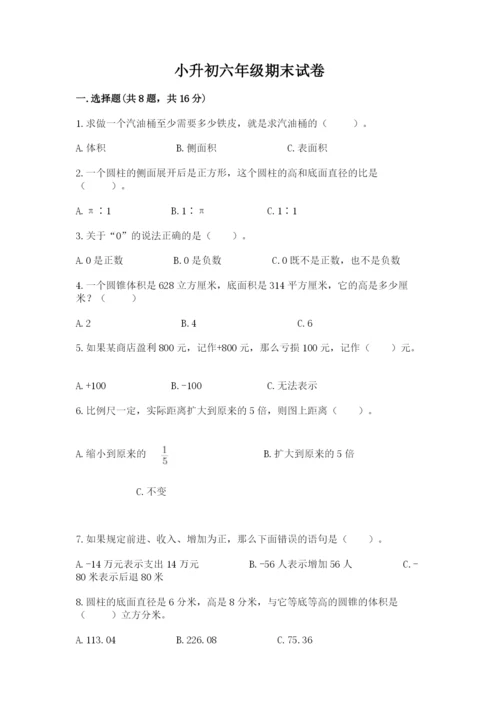 小升初六年级期末试卷及完整答案（考点梳理）.docx