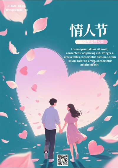 七夕情人节营销海报(爱心牵手)