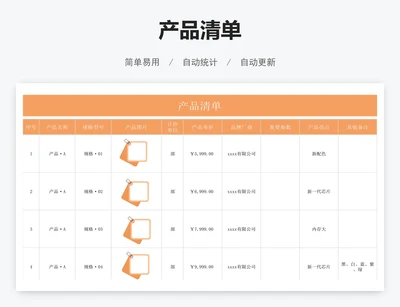 产品清单