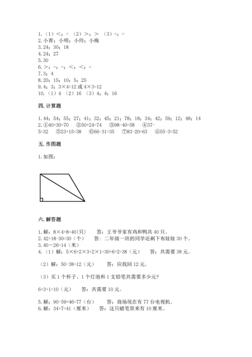 2022人教版二年级上册数学期末测试卷（培优）.docx