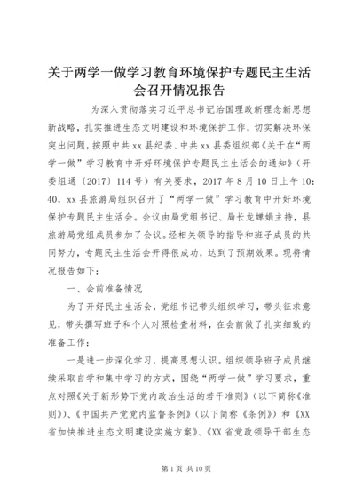 关于两学一做学习教育环境保护专题民主生活会召开情况报告.docx