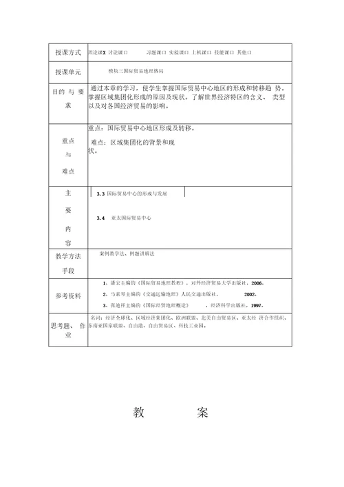 国际贸易地理教案