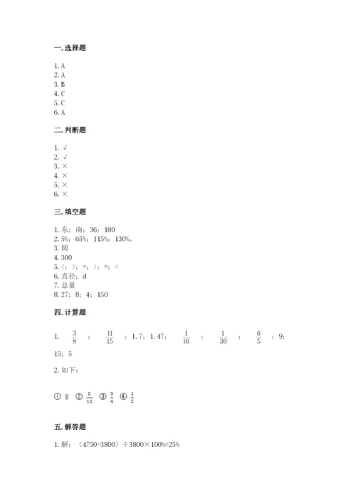 人教版六年级上册数学期末测试卷精品【名校卷】.docx