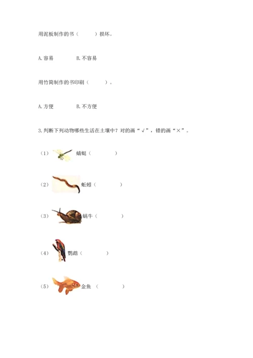 教科版二年级上册科学期末测试卷带答案（基础题）.docx