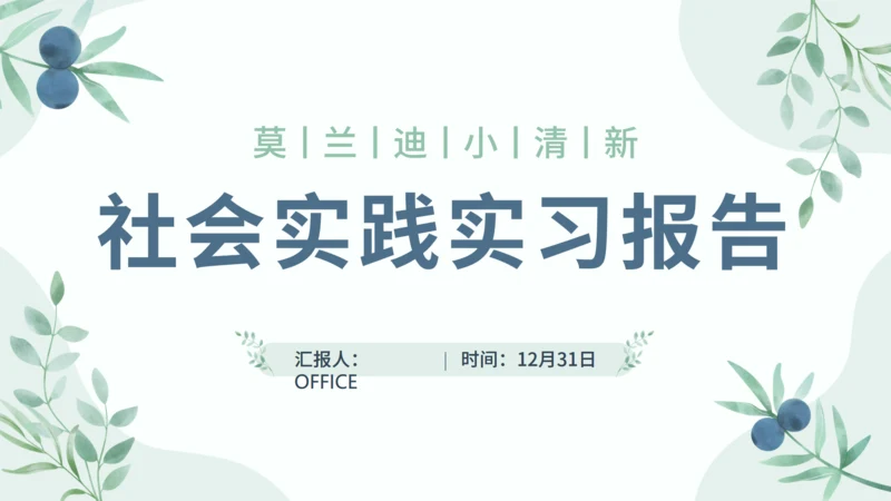 莫兰迪小清新大学生社会实践实习报告