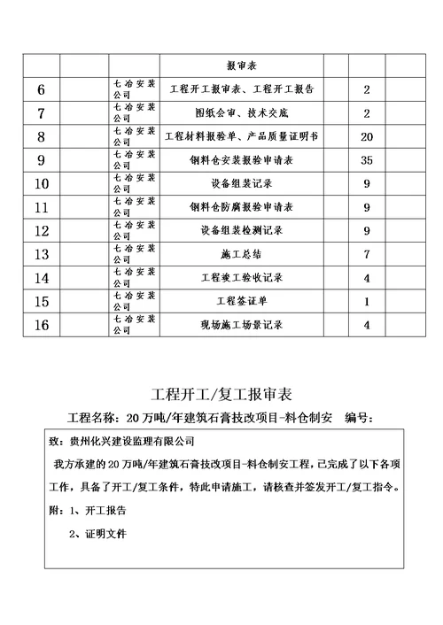 钢结构料仓过程检验资料