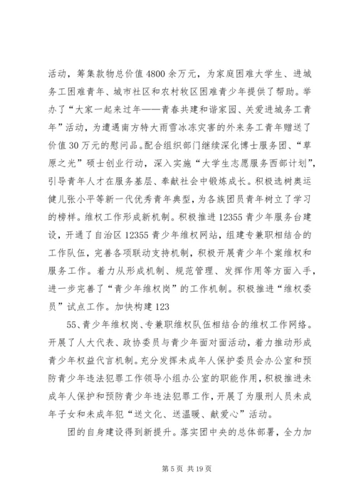 胡达古拉同志在共青团XX省自治区十二届二次全委会上的工作报告.docx