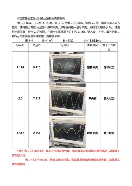 模电实验一BJT单管共射电压放大电路.docx