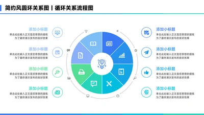 蓝色简约风8项圆环关系图PPT