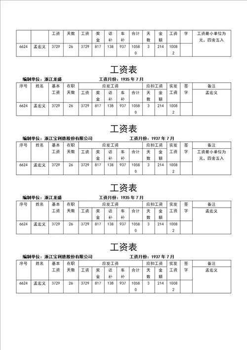 公司工资明细表模板5种