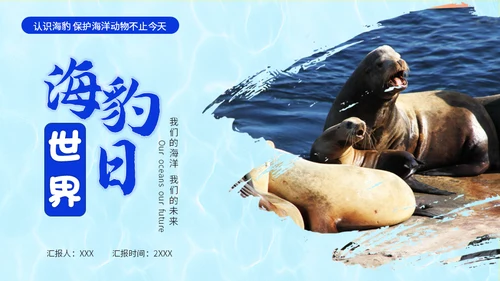 国际海豹日海狮海象通用PPT模板