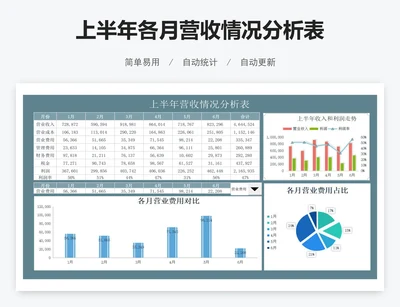上半年各月营收情况分析表