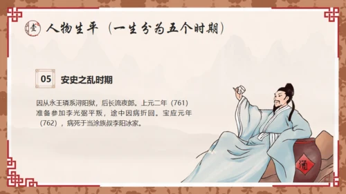 唐代诗人李白介绍通用PPT模板