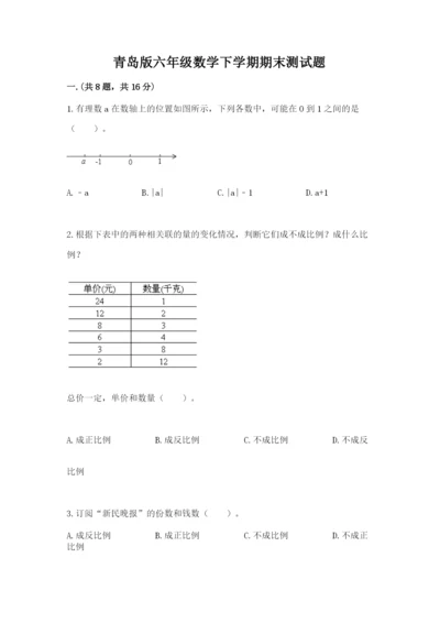 青岛版六年级数学下学期期末测试题含答案（综合题）.docx