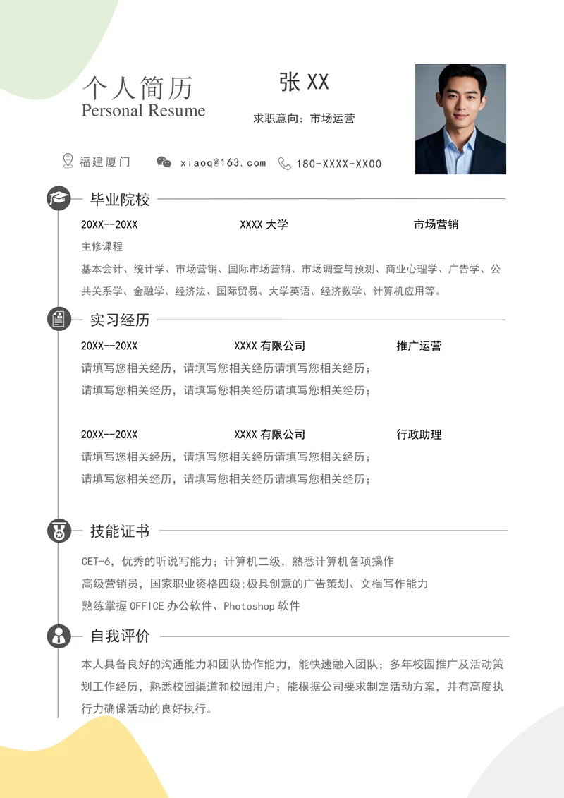 电商运营简历模板