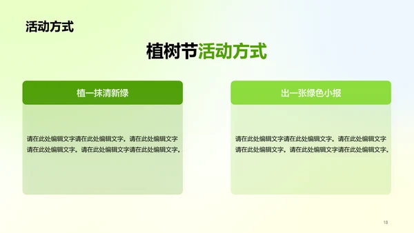绿色插画植树节营销策划PPT