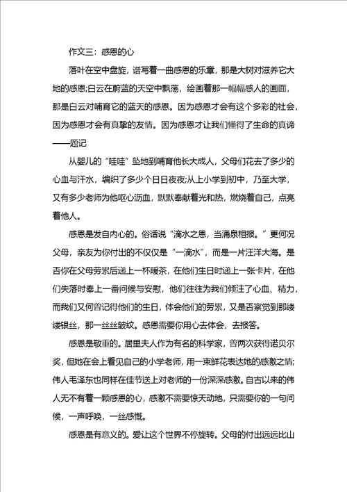 感恩的心800字作文