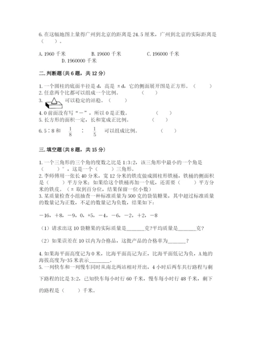 广州市番禺市六年级下册数学期末测试卷审定版.docx
