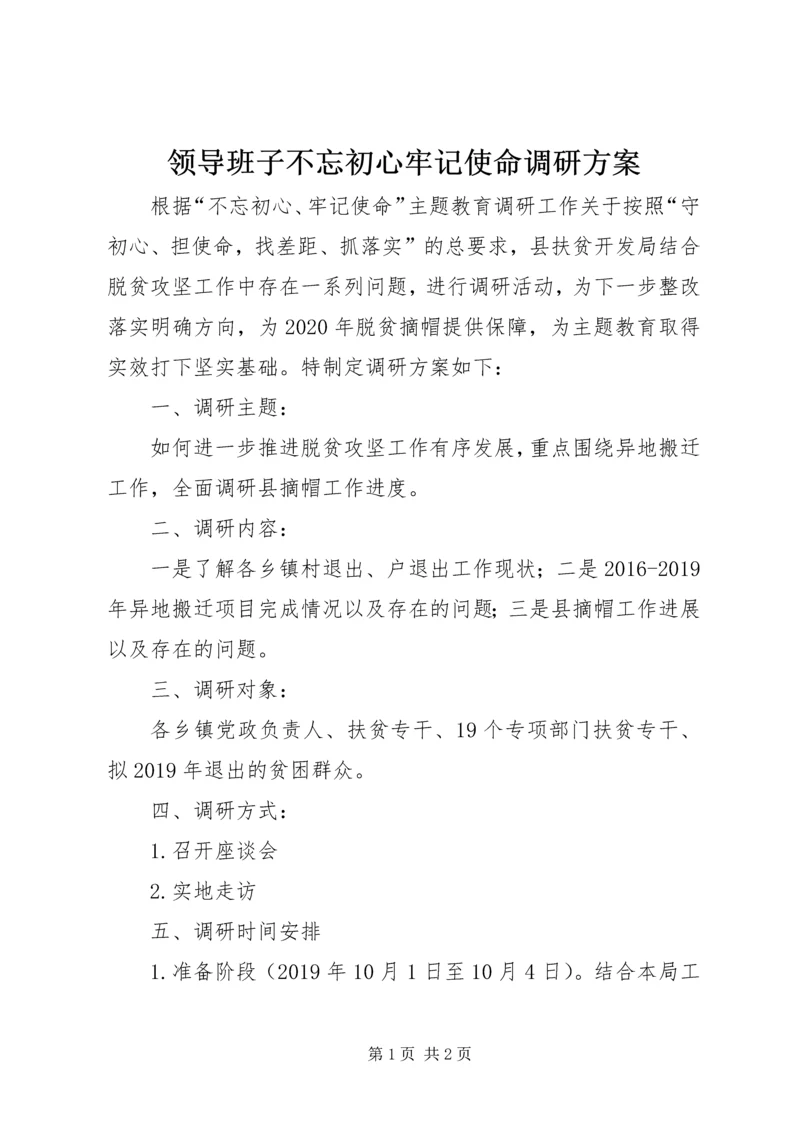 领导班子不忘初心牢记使命调研方案.docx