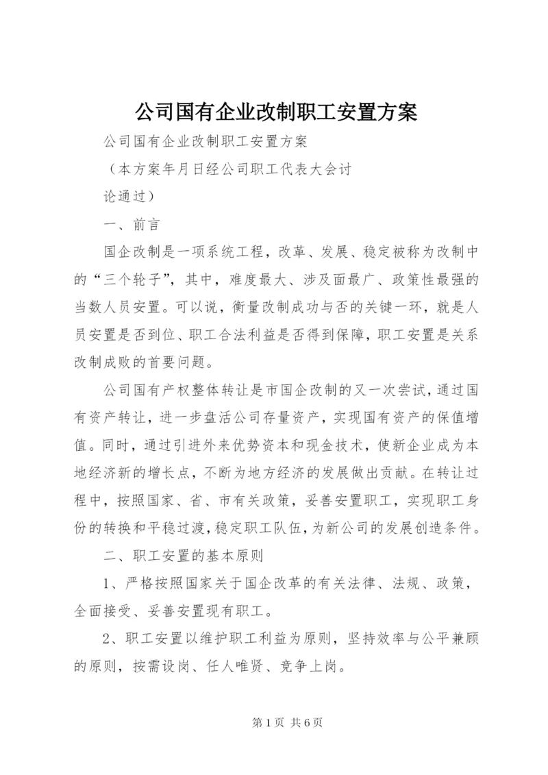 公司国有企业改制职工安置方案.docx