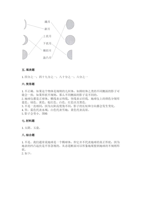 教科版科学三年级下册第三单元《太阳、地球和月球》测试卷附答案.docx