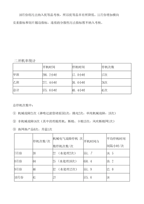 10月份产品质量报告