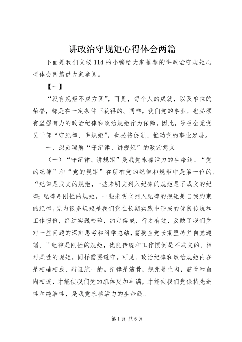 讲政治守规矩心得体会两篇.docx